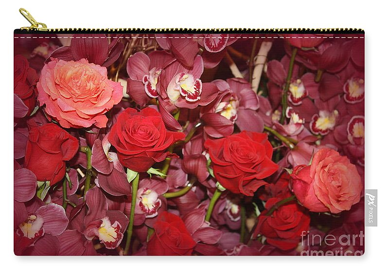 Rose Zip Pouch featuring the photograph The Roses and Orchids of Early Spring by Dora Sofia Caputo
