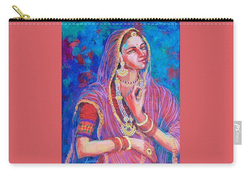 Royal Zip Pouch featuring the painting The Royal Beauty of Rajasthan by Jyotika Shroff