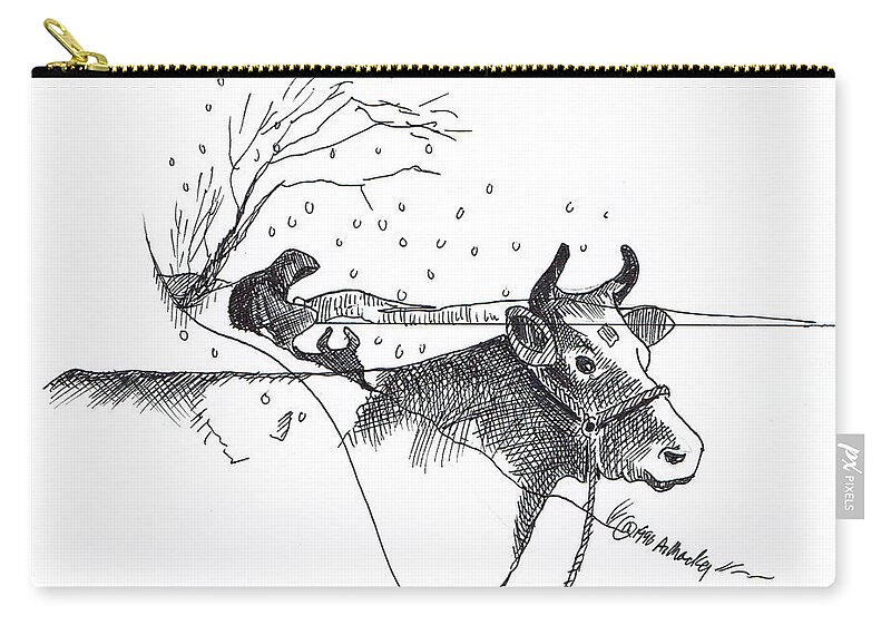 New Brunswick Zip Pouch featuring the drawing The Sad Story of Hanna Dow's Hill on Deer Island by Art MacKay