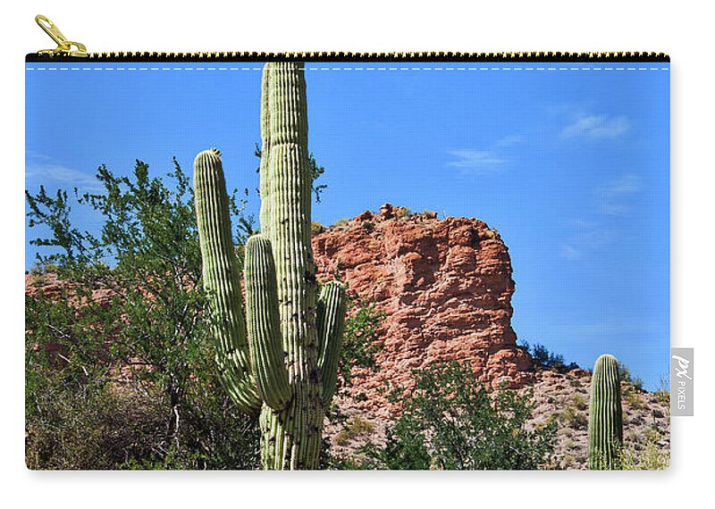 Cactus Zip Pouch featuring the photograph The Saguaro And The Deep Blue Sky by Kirt Tisdale