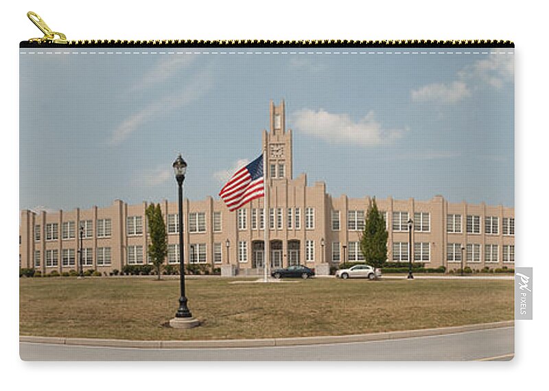 Campus Zip Pouch featuring the photograph The School on the Hill Panorama by Mark Dodd