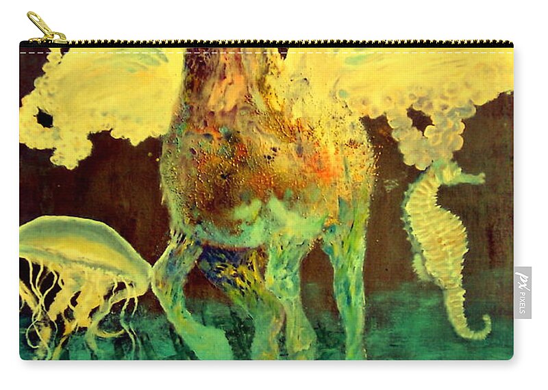 Henryk Zip Pouch featuring the painting The Seahorse by Henryk Gorecki