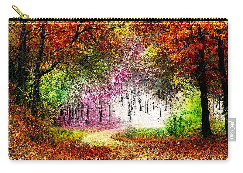 Autumn Leaves Zip Pouch featuring the digital art The season by Hidemitsu Irei