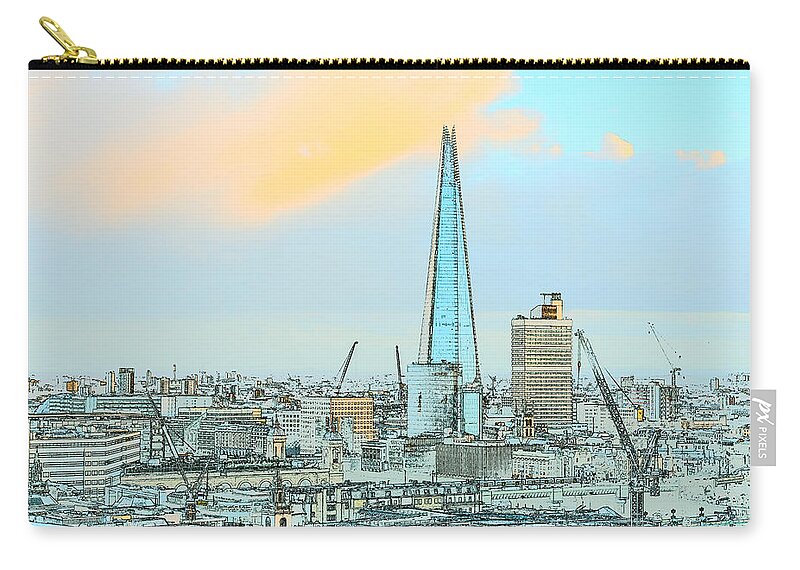 Great Britain Zip Pouch featuring the photograph The Shard outline poster by Gary Eason