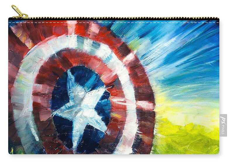 Capt. America Zip Pouch featuring the painting The Shield by Alan Metzger