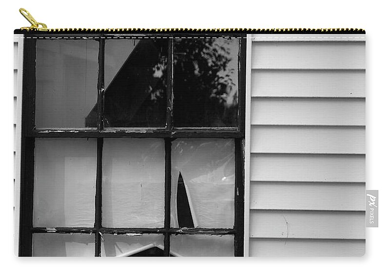 Window Zip Pouch featuring the photograph The Shredded Shade by Mary Capriole