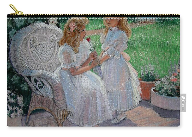 Impressionistic Zip Pouch featuring the painting The Sister's Garden by Sue Halstenberg