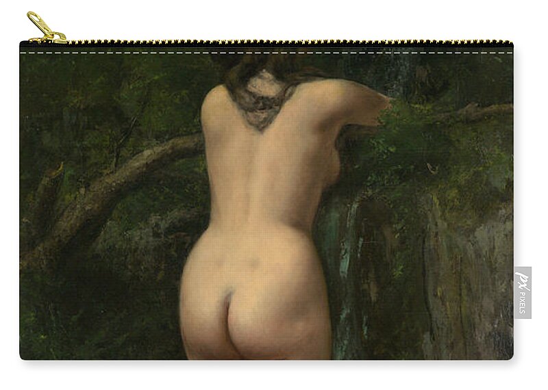 Gustave Courbet Zip Pouch featuring the painting The Source, 1862 by Gustave Courbet