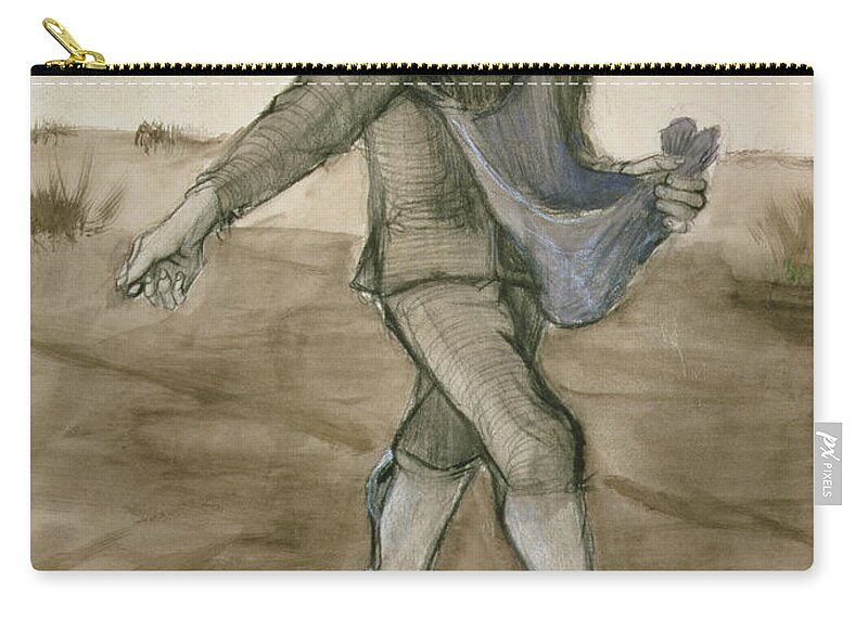 The Sower Zip Pouch featuring the drawing The Sower, 1881 by Vincent Van Gogh