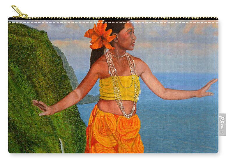Hawaiian Hula Dancer Zip Pouch featuring the painting The Star of The Sea by Thu Nguyen