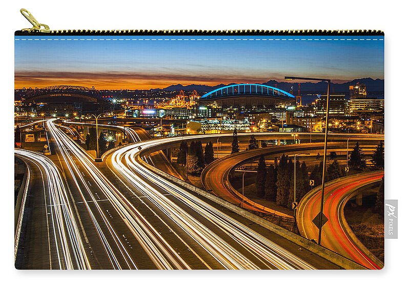 American Zip Pouch featuring the photograph The Start of I-90 by Pelo Blanco Photo