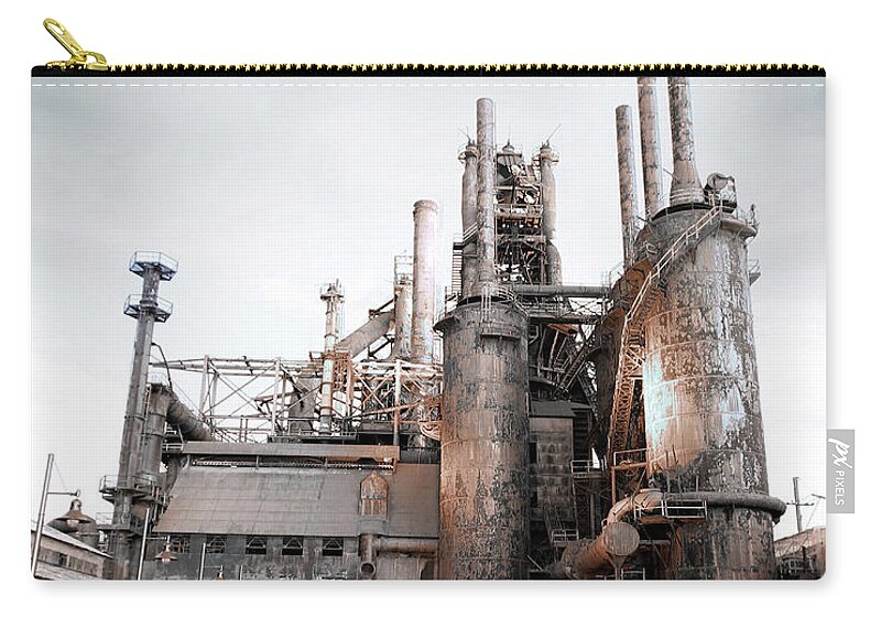Bethlehem Zip Pouch featuring the photograph The Steel Industry by Lori Deiter