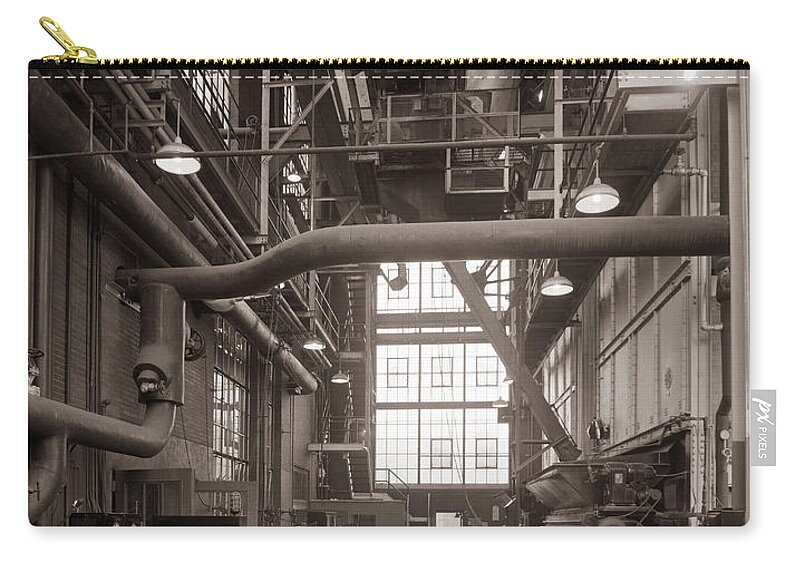  Stegmaier Zip Pouch featuring the photograph The Stegmaier Brewery Boiler Room Wilkes Barre Pennsylvania 1930's by Arthur Miller