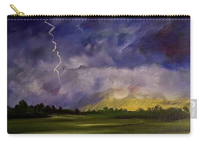 Lightening Strike Zip Pouch featuring the painting The Storm  61 by Cheryl Nancy Ann Gordon