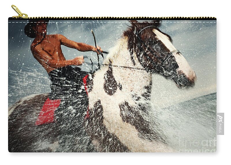 Horse Zip Pouch featuring the photograph The Storm Horse by Dimitar Hristov