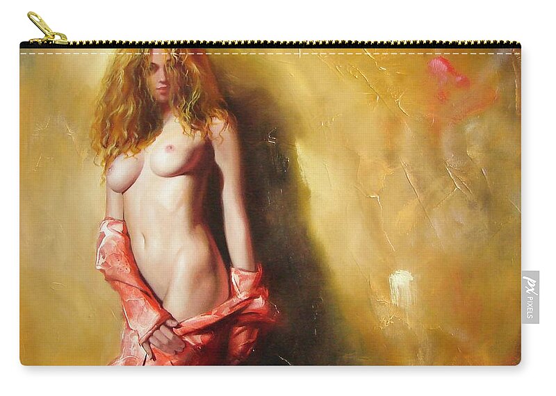 Art Zip Pouch featuring the painting The sun in red by Sergey Ignatenko