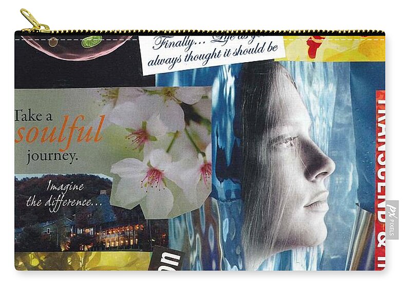 Collage Art Zip Pouch featuring the mixed media The Tao of Life by Susan Schanerman