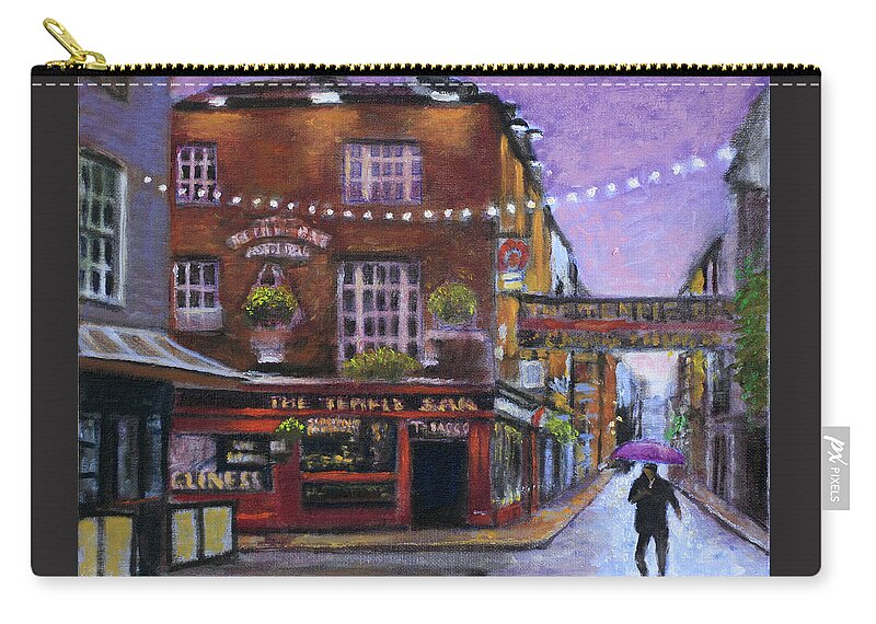 Bar Zip Pouch featuring the painting The Temple Bar by David Zimmerman