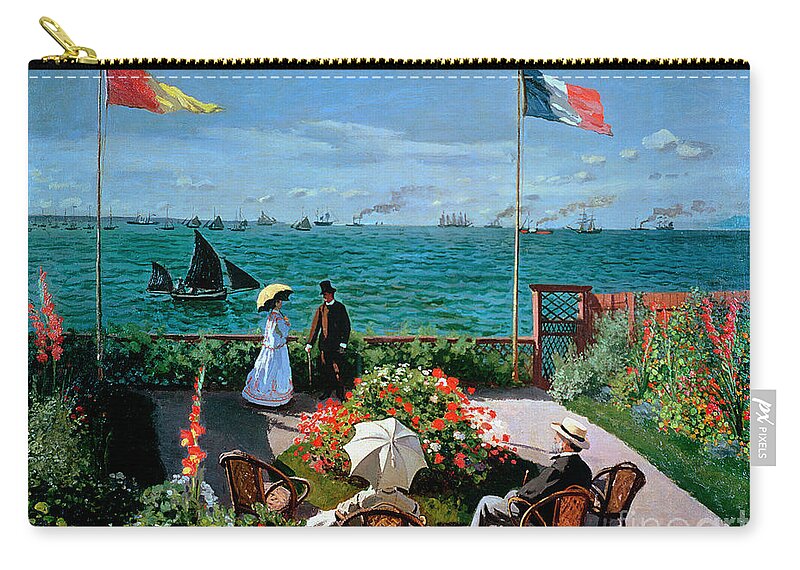 Claude Monet Zip Pouch featuring the painting The Terrace at Sainte Adresse by Claude Monet