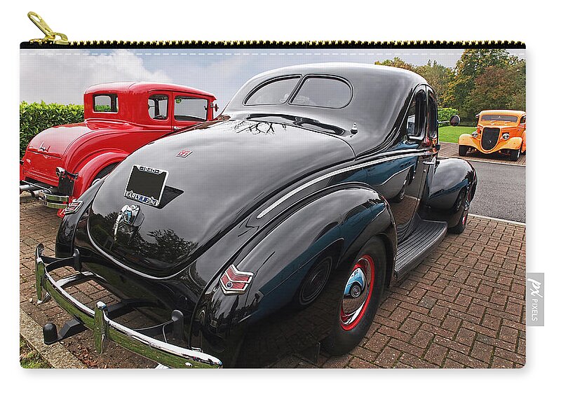 Hotrod Zip Pouch featuring the photograph The Three Amigos - Hot Rods at Pistons in the Park by Gill Billington