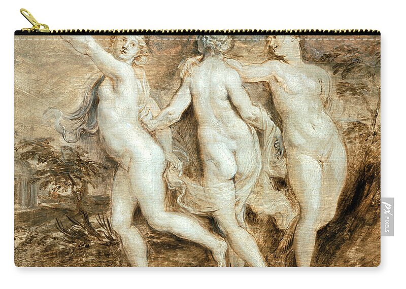 Peter Paul Rubens Zip Pouch featuring the painting The Three Graces 3 by Peter Paul Rubens