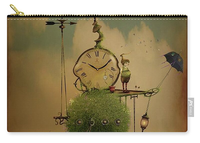 Time Travel Zip Pouch featuring the painting The Time Chasers by Joe Gilronan