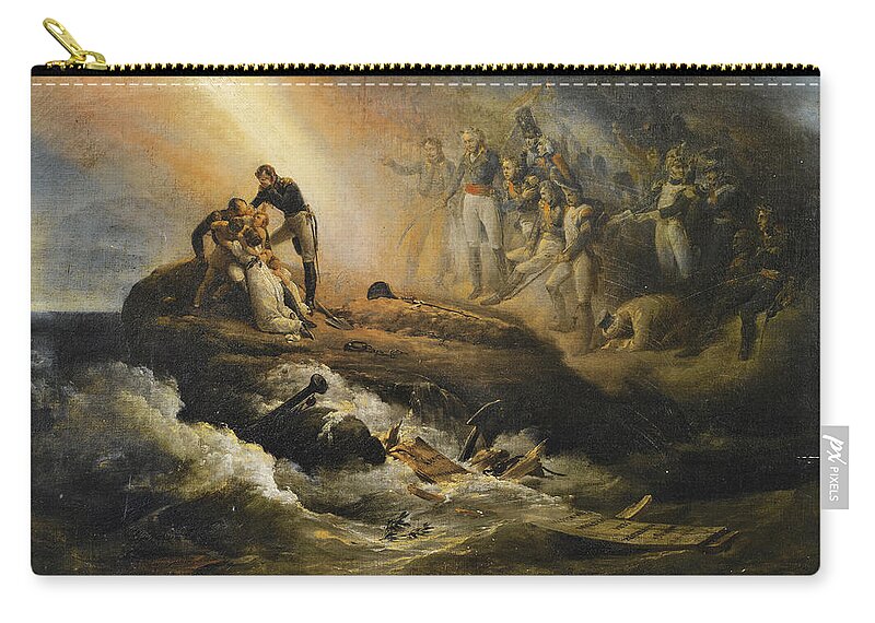 Horace Vernet Zip Pouch featuring the painting The Tomb of Napoleon in Sainte-Helene or The Apotheosis of Napoleon by Horace Vernet