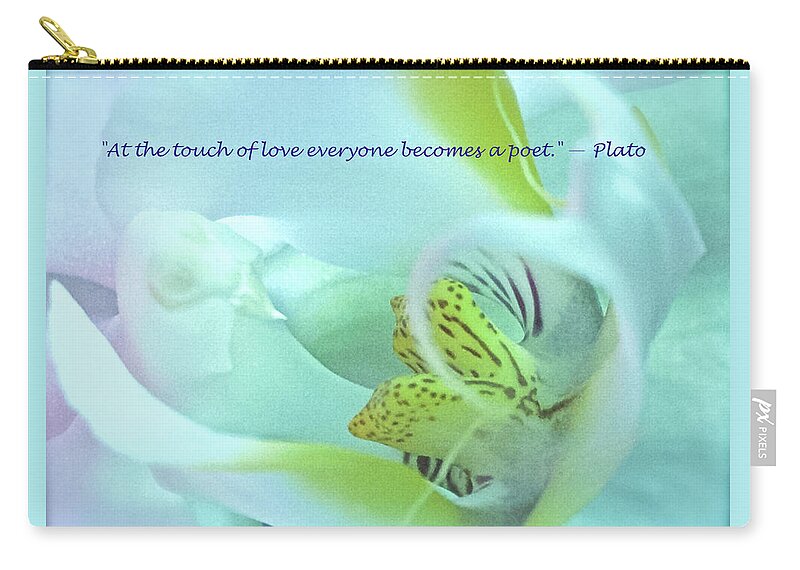 Macro Image Zip Pouch featuring the photograph The Touch of Love by Venetia Featherstone-Witty