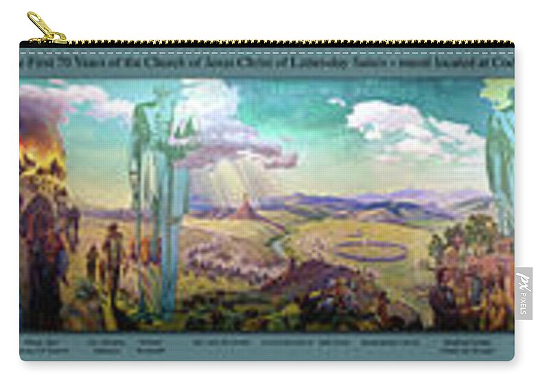 Mural Zip Pouch featuring the photograph The Trek West Latter Day Saints Panorama by Thomas Woolworth