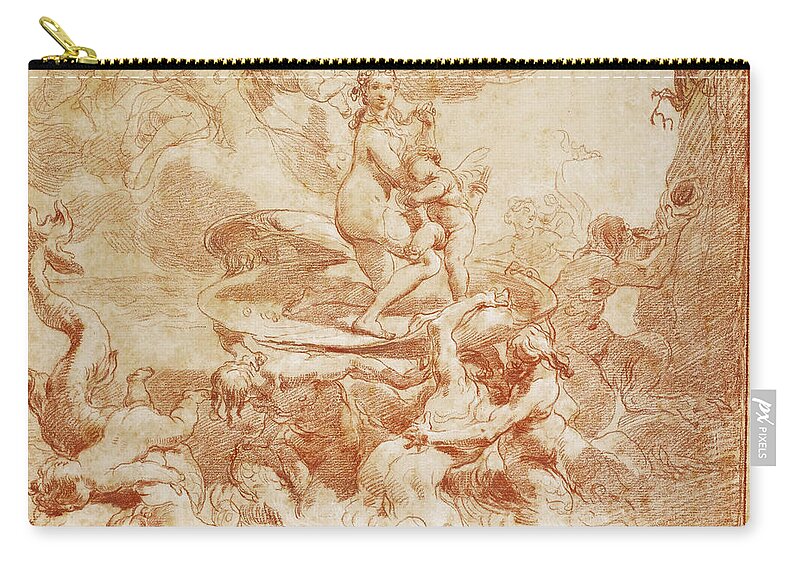 Gaetano Gandolfi Zip Pouch featuring the drawing The Triumph of Venus by Gaetano Gandolfi