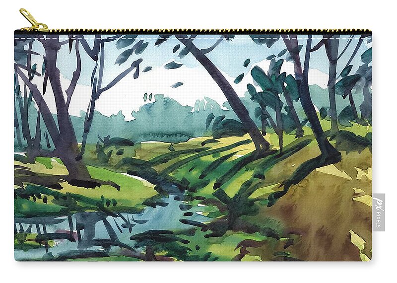 River Zip Pouch featuring the painting The two banks of the river by Enrique Zaldivar