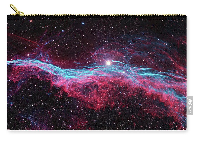 Nebula Zip Pouch featuring the photograph The Veil Nebula by Eric Glaser