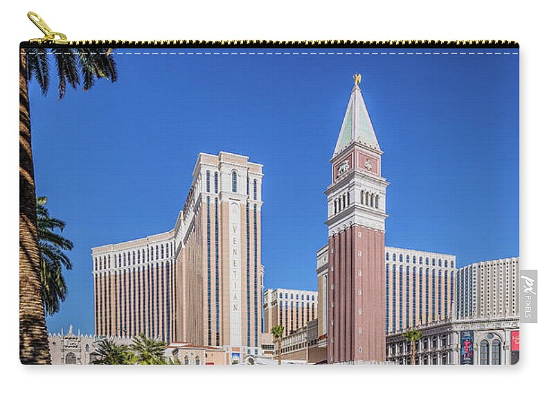 Venetian Zip Pouch featuring the photograph The Venetian in Front of the Mirage Lagoon Day Portrait by Aloha Art
