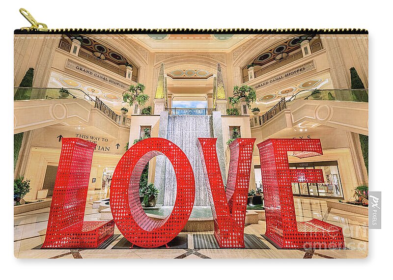 Venetian Zip Pouch featuring the photograph The Venetian Palazzo Love Sculpture by Aloha Art