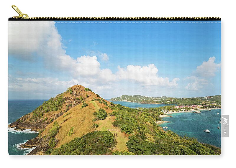 Pigeon Zip Pouch featuring the photograph The view from Fort Rodney on Pigeon Island Gros Islet by Toby McGuire
