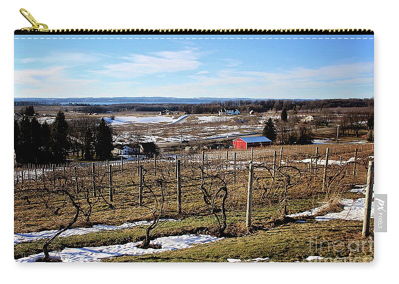 Vineyard Zip Pouch featuring the photograph The Vineyard on Old Mission by Laura Kinker