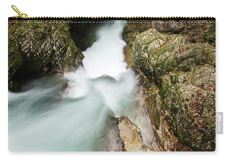 Vintgar Zip Pouch featuring the photograph The Vintgar gorge, Gorje, near Bled, Slovenia by Ian Middleton