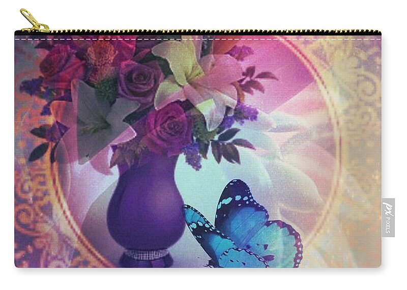 The Visitor Zip Pouch featuring the digital art The Visitor by Maria Urso