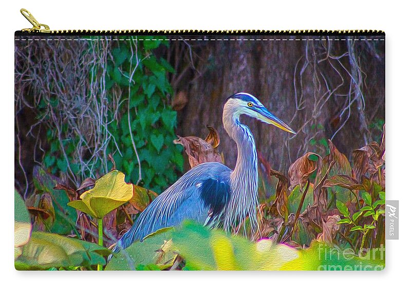 Nature Zip Pouch featuring the painting Majestic Great Blue Heron by DB Hayes