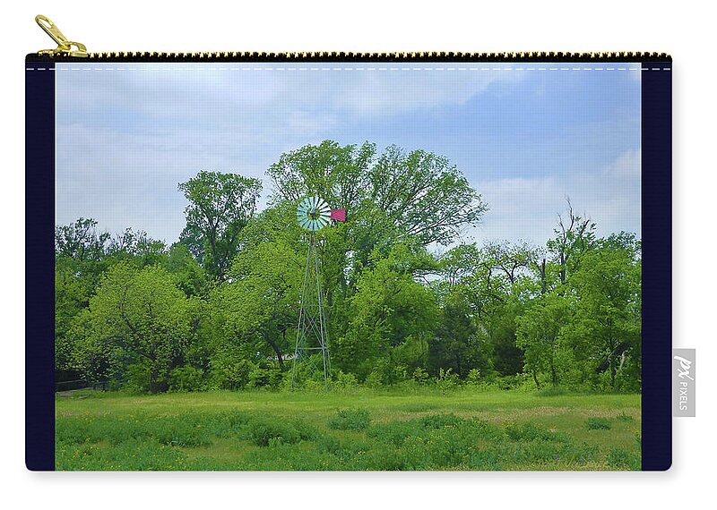 The Wagon Yard Elm Zip Pouch featuring the mixed media The Wagon Yard Elm by Robert J Sadler