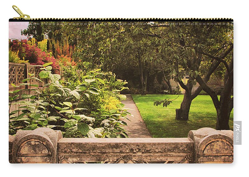Untermyer Garden Zip Pouch featuring the photograph The Walled Garden Gate by Jessica Jenney