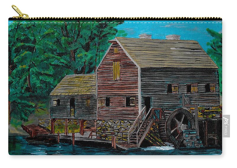 Water Zip Pouch featuring the painting The Water Mill by David Bigelow