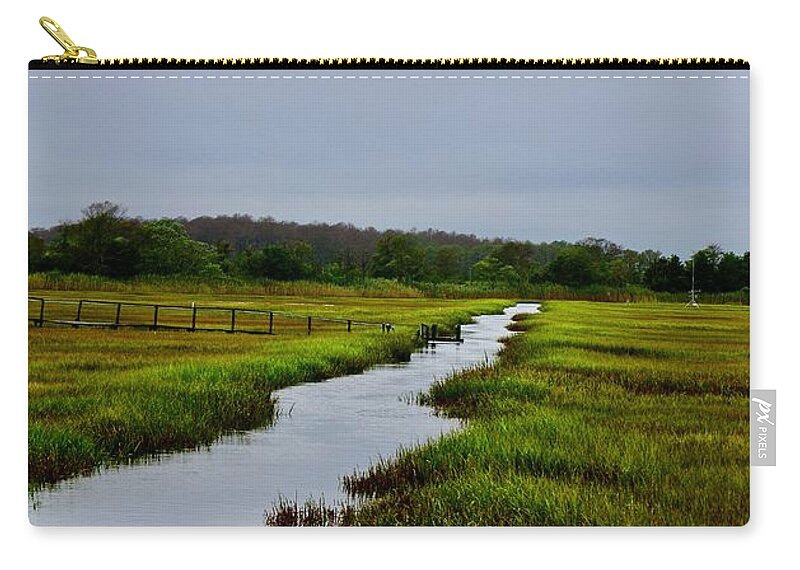 Marsh Zip Pouch featuring the photograph The Water Road Through the Marsh by Shawn M Greener