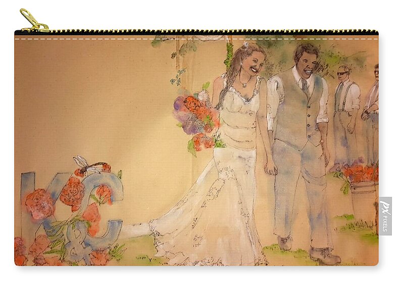 Wedding. Summer Zip Pouch featuring the painting The Wedding Album by Debbi Saccomanno Chan
