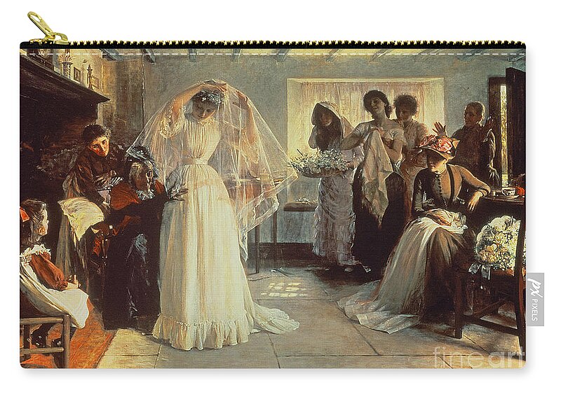 Wedding Zip Pouch featuring the painting The Wedding Morning by John Henry Frederick Bacon