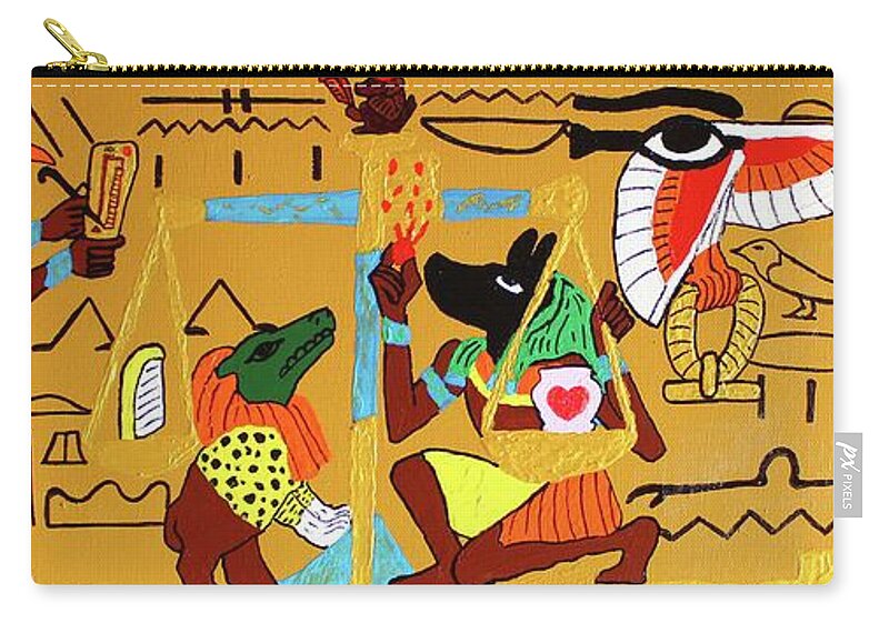 Acrylic Zip Pouch featuring the painting The Weighing Of The Heart by Odalo Wasikhongo