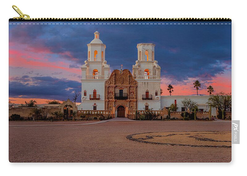 Mission Zip Pouch featuring the photograph The White Dove of the Desert by Susan Rissi Tregoning