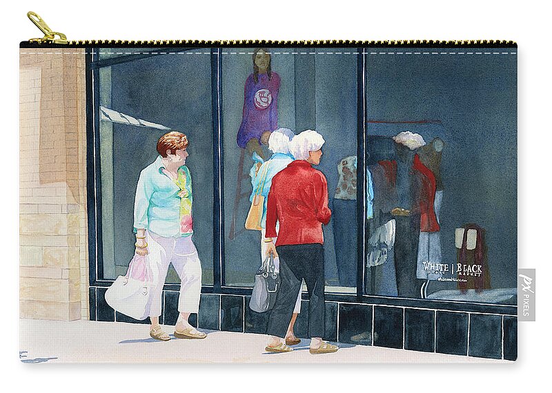 Shopping Zip Pouch featuring the painting The Window Shoppers by Brenda Beck Fisher