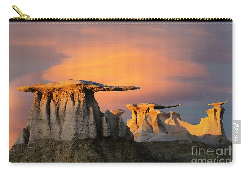 Hoodoo Zip Pouch featuring the photograph The Wings Of The Bisti by Bob Christopher