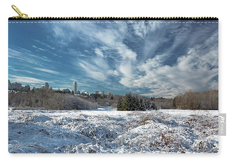 Alex Lyubar Zip Pouch featuring the photograph The Winter Landscape by Alex Lyubar